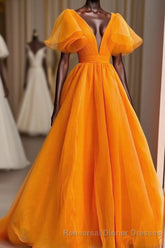 Uniqus Long Semi Formal Prom Dress Orange Semi Formal Prom Dress